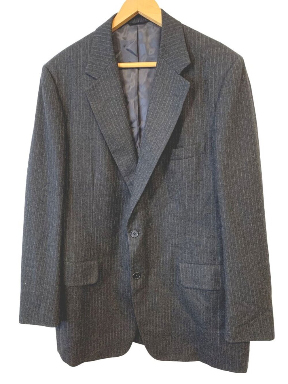 Oakloom Clothes 44" Wool Sport Coat Blazer Gray Pinstripe Classic 2 Button